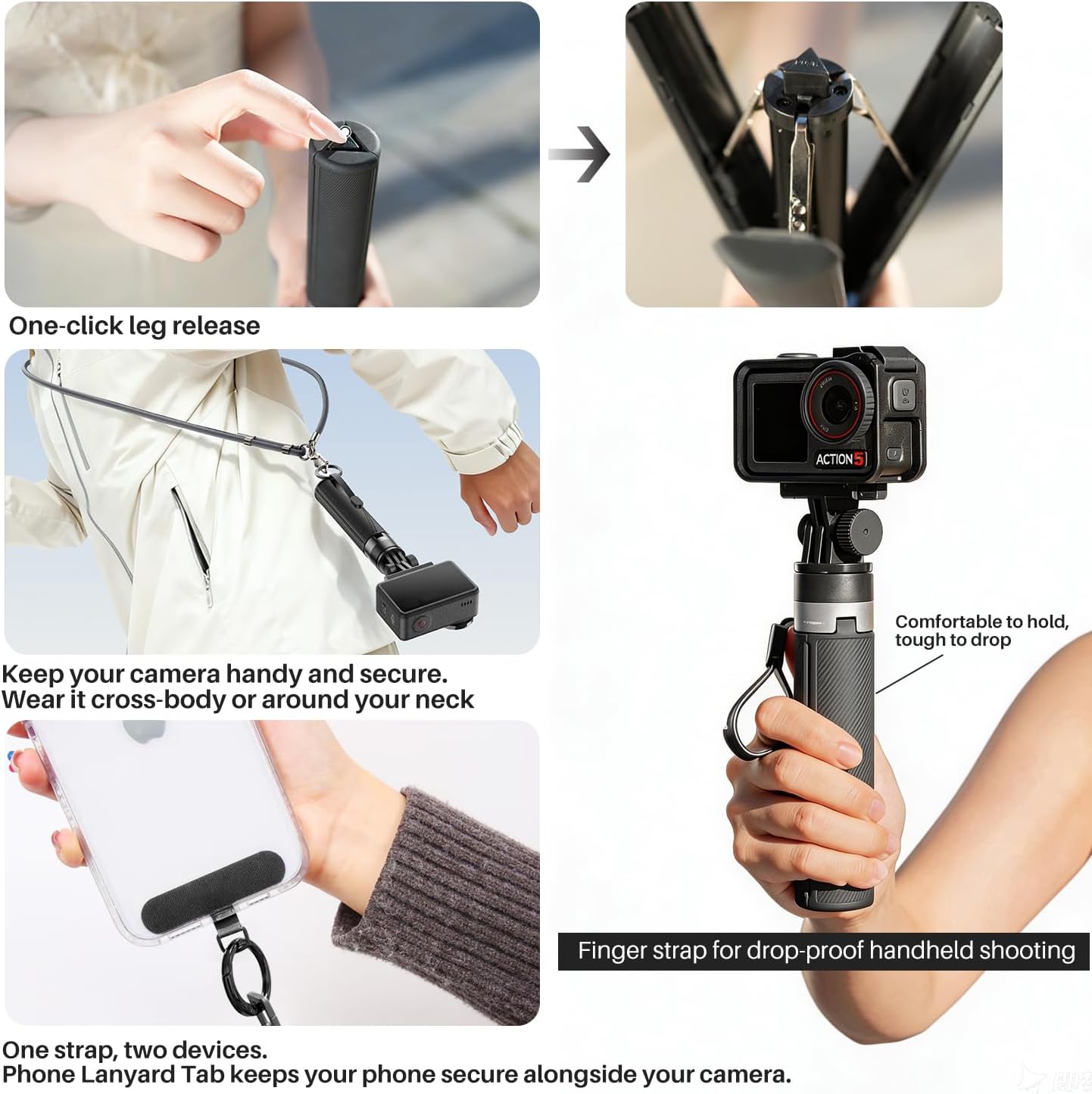 Repmidfer 29'' 3 4, 360 Extendable Selfie Stick Tripod Kit for DJI Osmo Pocket Portable Anti-Drop Tripod Stand w Neck
