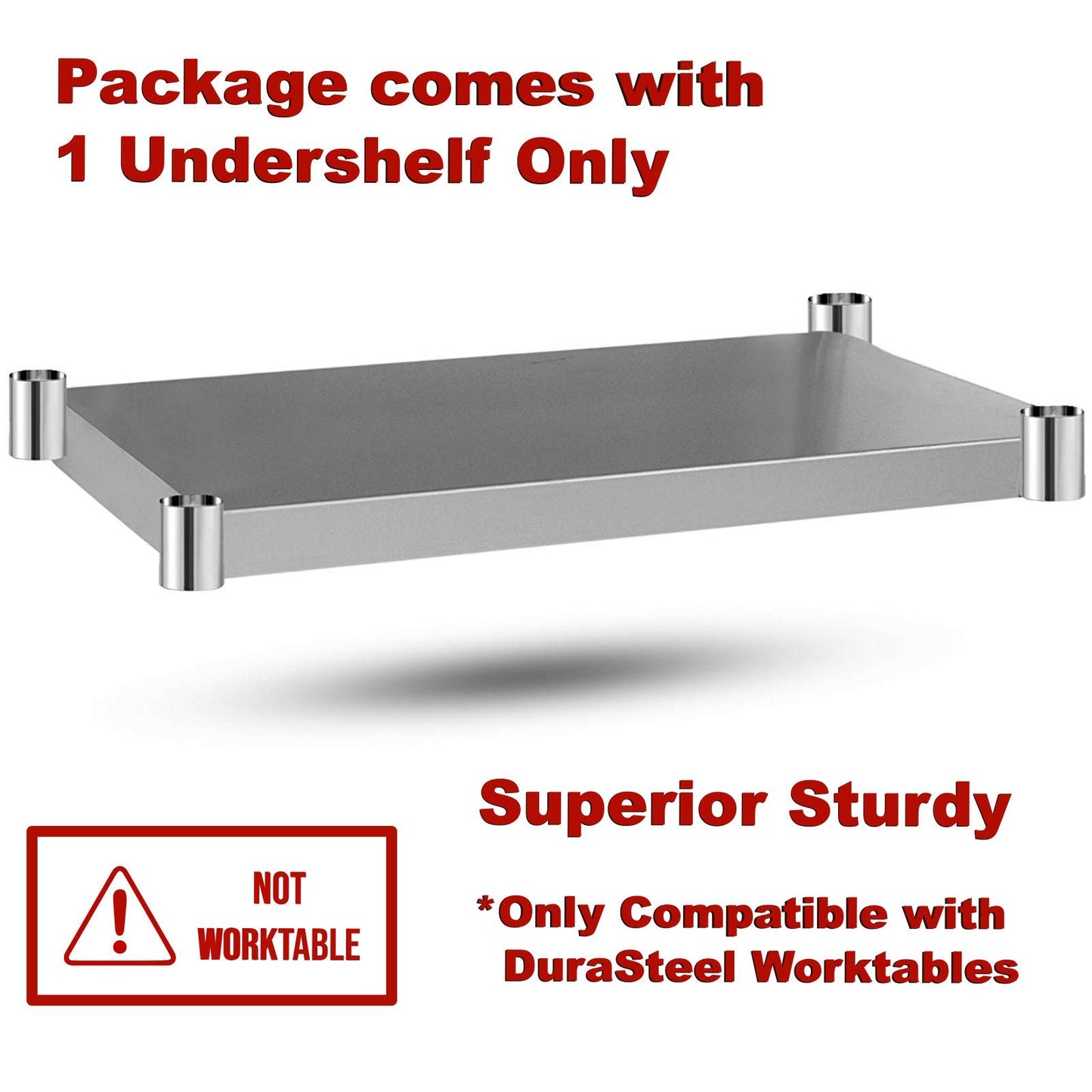 DuraSteel Galvanized Under Shelf for Work Tables - Extra Adjustable Lower Shelf for 30'' x 60'' Stainless Steel and Wooden Worktables - Fits for use in Restaurant, Warehouse, Home, Kitchen, Garage