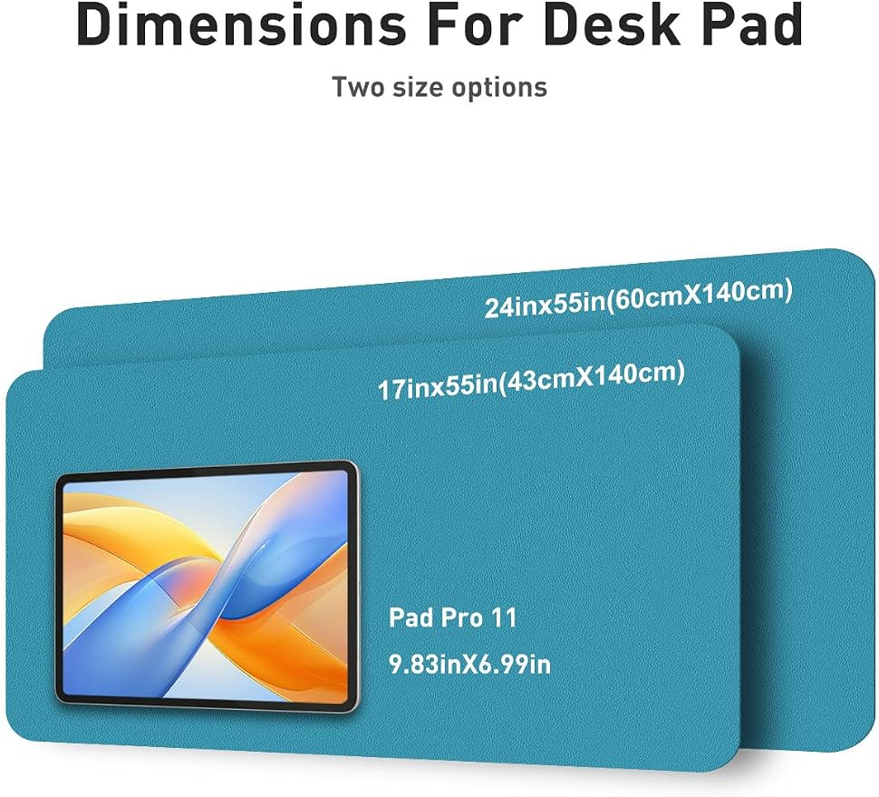 Aothia Faux Leather Desk Mat - Non-Slip PU Leather Desk Blotter, Waterproof Writing Surface, Large Desk Pad for Office & Home (Turquoise, 55" x 17")
