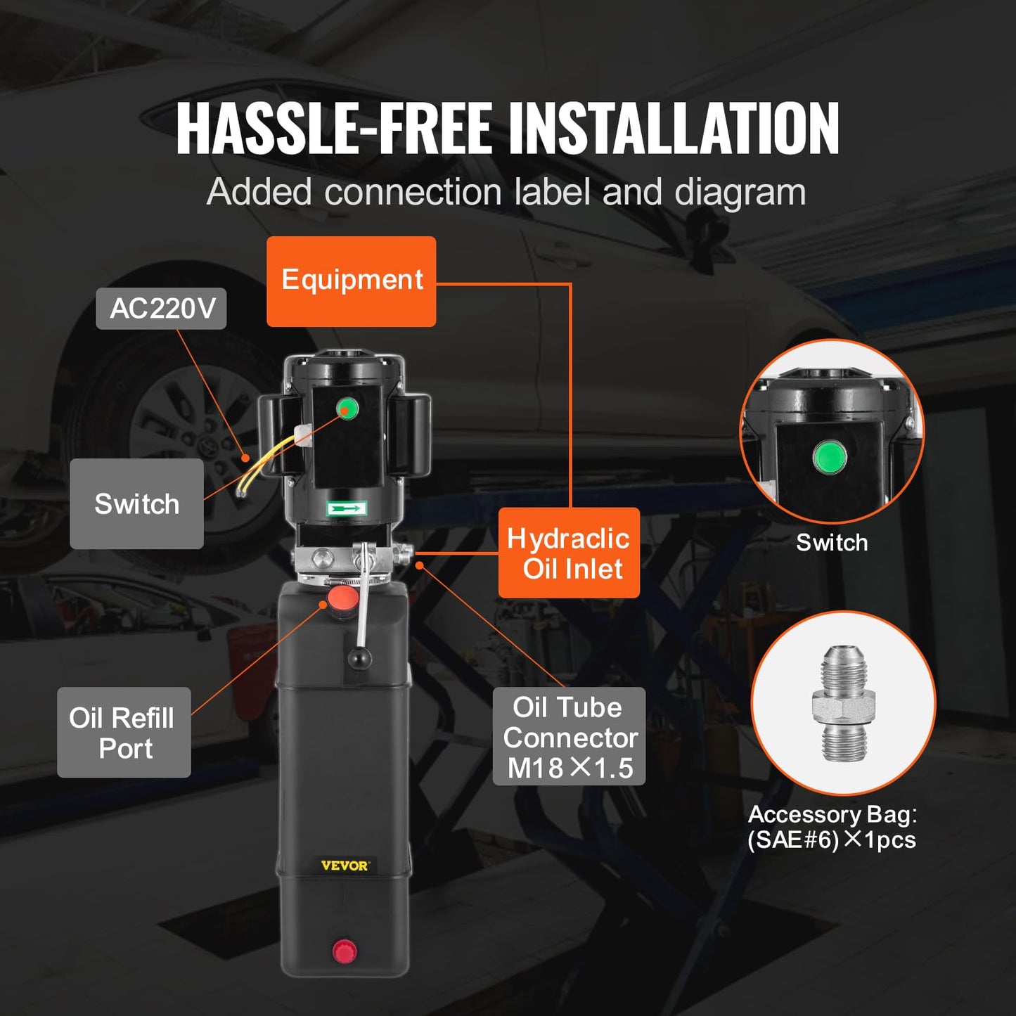 Mophorn Hydraulic Pump 2950 PSI 60HZ Hydraulic Power Unit 3 HP 220V Hydraulic Power Pack for 2 & 4 Post Lifts Car Lift Hydraulic Power Unit with 3.5 Gallon Reservoir