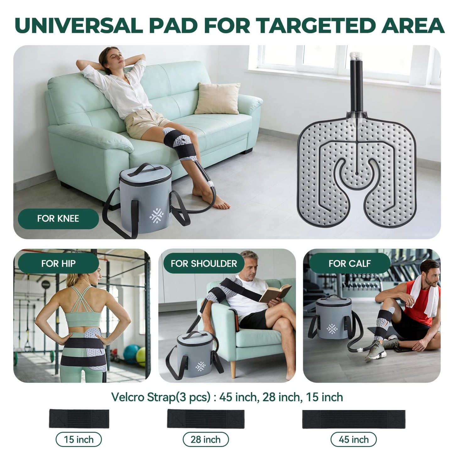 Ice Machine for Knee After Surgery w/Compression, Hip Replacement Cold Therapy Machine, Cryocuff Wrap Pack for Shoulder Recovery, ACL Cold Circulation System