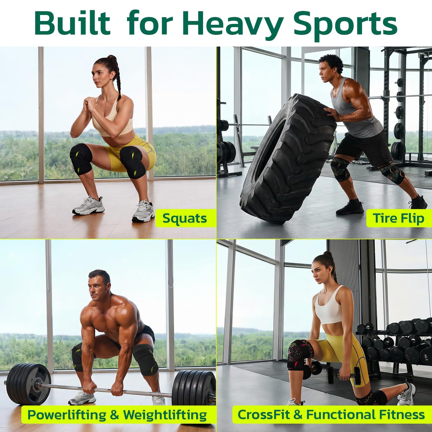 aoFIT Knee Brace (1 Pair) Adjustable Strap 7mm Neoprene Knee Compression Sleeve Knee Support for Men Women for Training & Fitness, Weightlifting, Onyx XX-Large