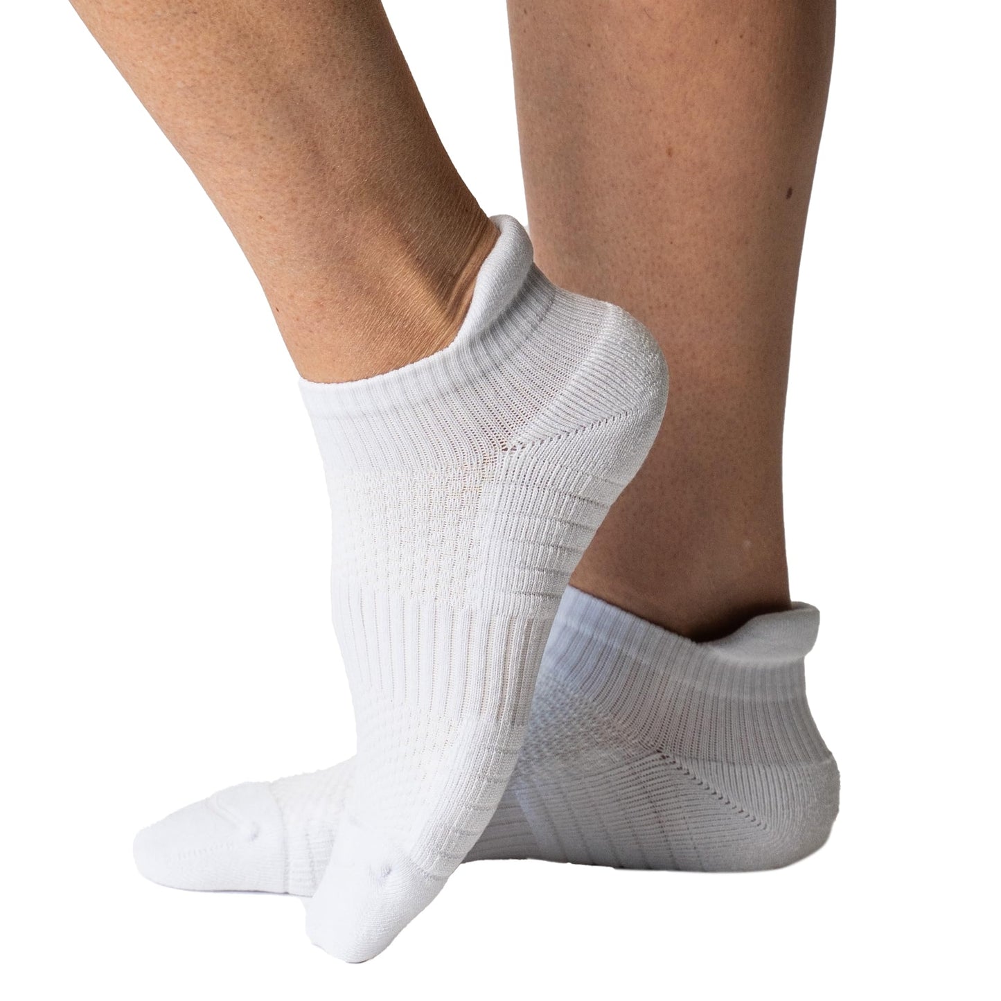 Viasox Ankle Compression Socks for Women & Men, 14 mmHg Support Improves Circulation, Extra Cushioned (US, Alpha, Medium, Regular, Regular, White)