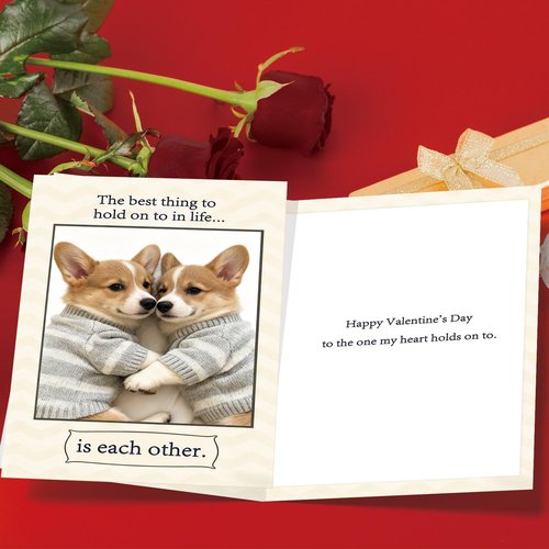 ICOOLYI Cute Dog Valentines Day Card for Husband, Wife, Boyfriend or Girlfriend – Romantic Valentines Gift for Him or Her