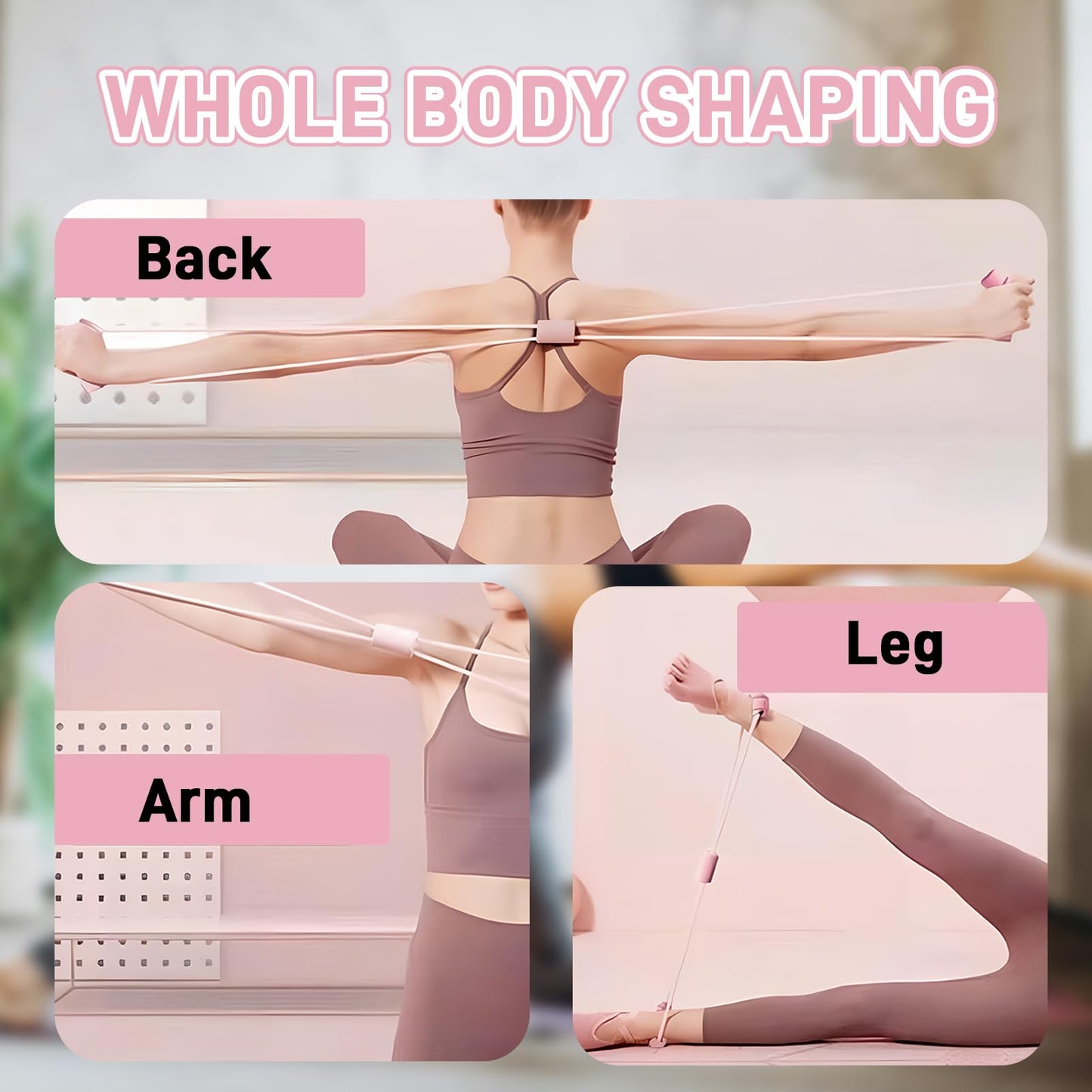 Guyakysk 2 Pack Figure 8 Resistance Bands for Women Men Working Out, Exercise Bands with Handles, Upper Body Workout Equipment for Beginner Arm Back Stretching, Shoulder Rehab, Pilates, Blue