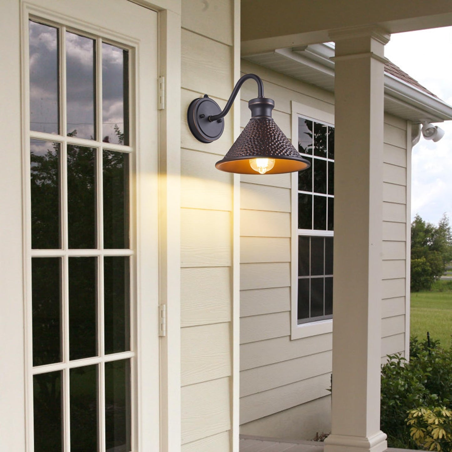 Tarentlight Outdoor Gooseneck Wall Sconce, 1-Light E26, Aluminum, Oil-Rubbed Bronze, Model W2412DTD-ORB, Anti-Rust, Waterproof