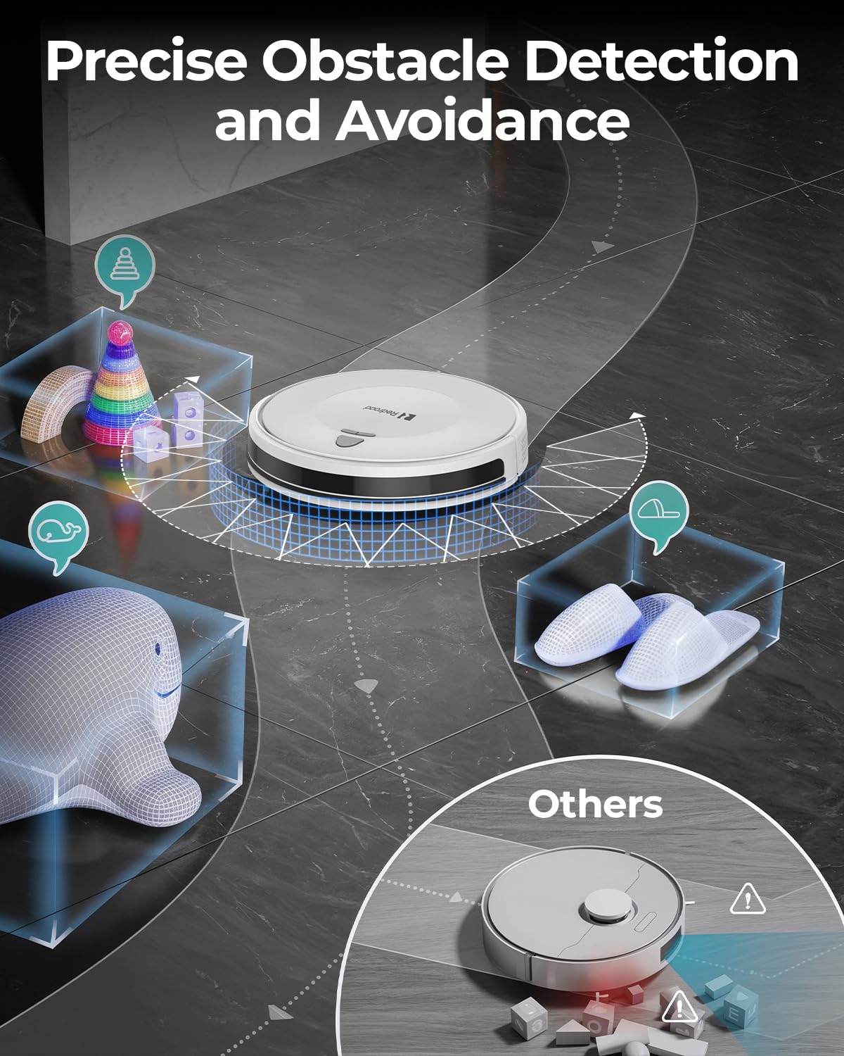 Redroad Robot Vacuums,10KPa Robotic Vacuum Cleaner with Mapping,Lidar Navigation&Obstacle Avoidance,150mins Robot Vacuum with App/Alexa/Remote,Tangle-Free Pet Hair,Self-Charging (White)