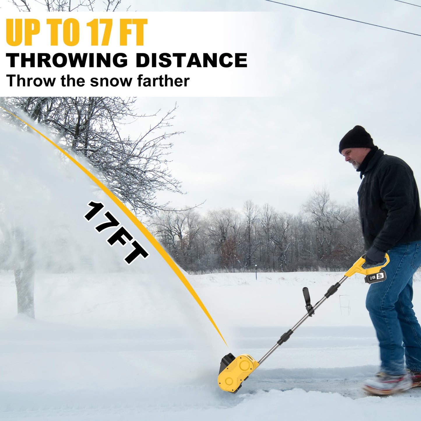 Cordless Electric Snow Shovel, Brushless 12-Inch Width 6-Inch Depth Snow Blower, Lightweight Snow Thrower Machine, Efficient Snow Removal with Battery and Charger, 2 Batteries