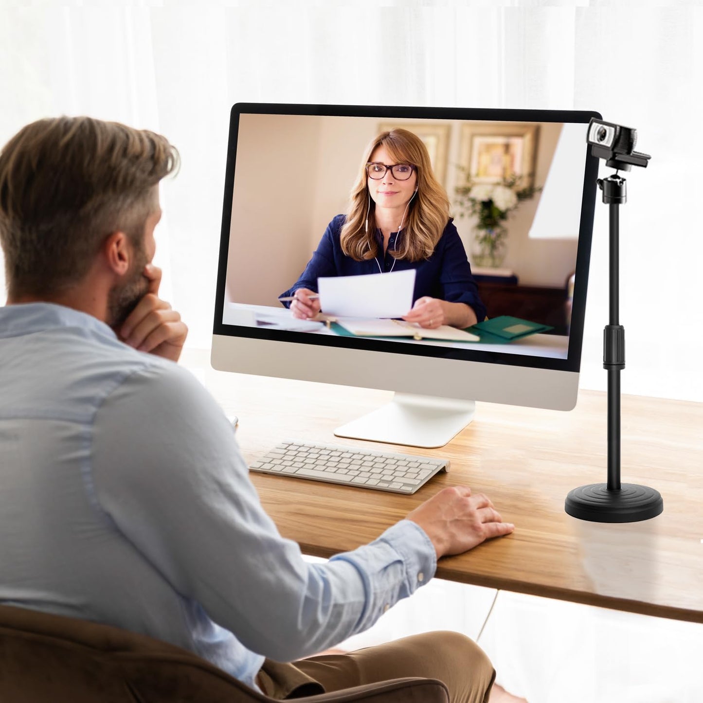 Khazylorr 18 Inch C920 C922 C925e C922x C930e C930 C615 Webcam Stand for Desk, Webcam Tripod Camera Stand with Phone