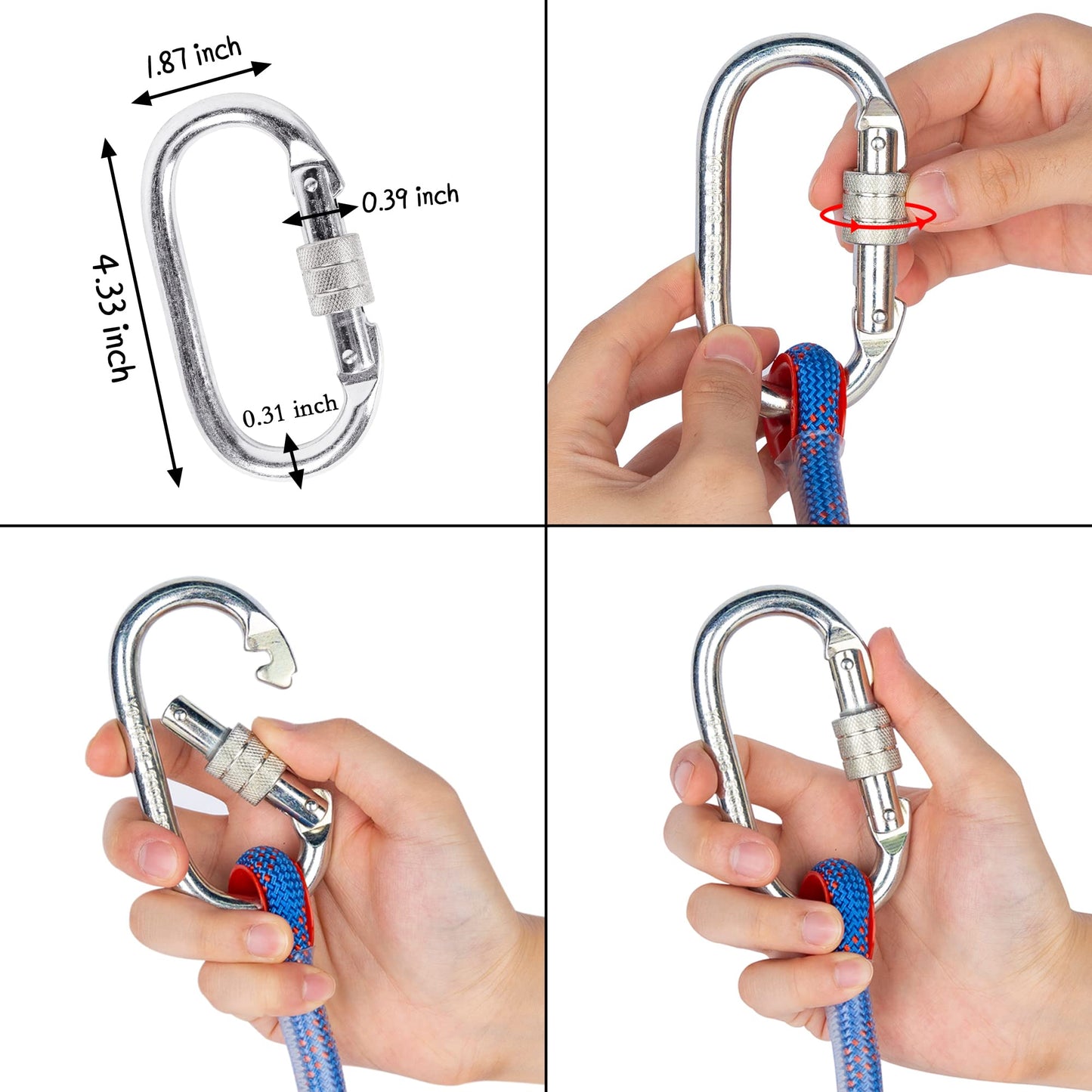 EMEKIAN Indoor Outdoor Climbing Rope, Static Rock Climbing Rope for Escape Rope, Ice Climbing Equipment, Fire Safety Rescue Rope, with Non Slip Gloves (Blue, 10mm/32ft)
