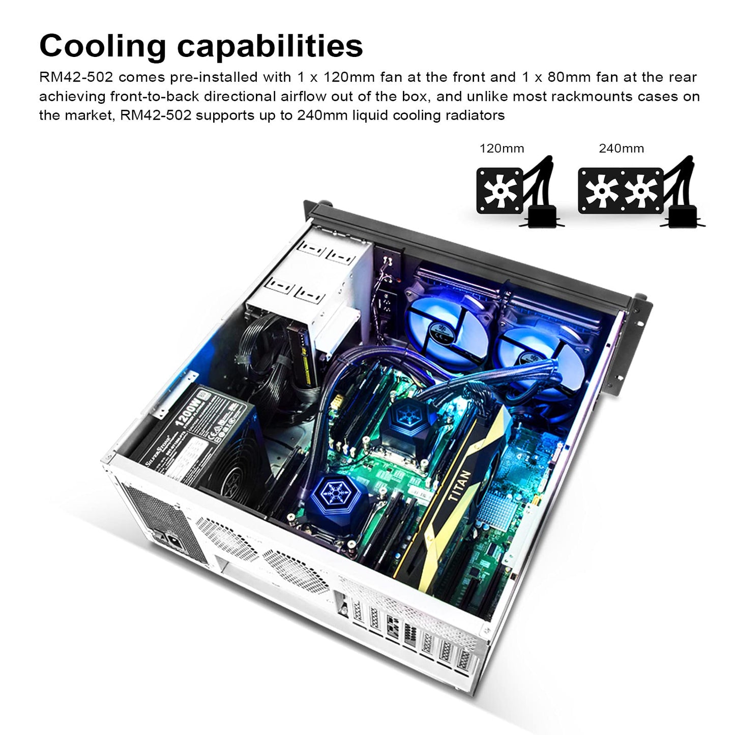 Silverstone RM42-502 4U rackmount Server Chassis with Liquid Cooling Compatibility, SST-RM42-502