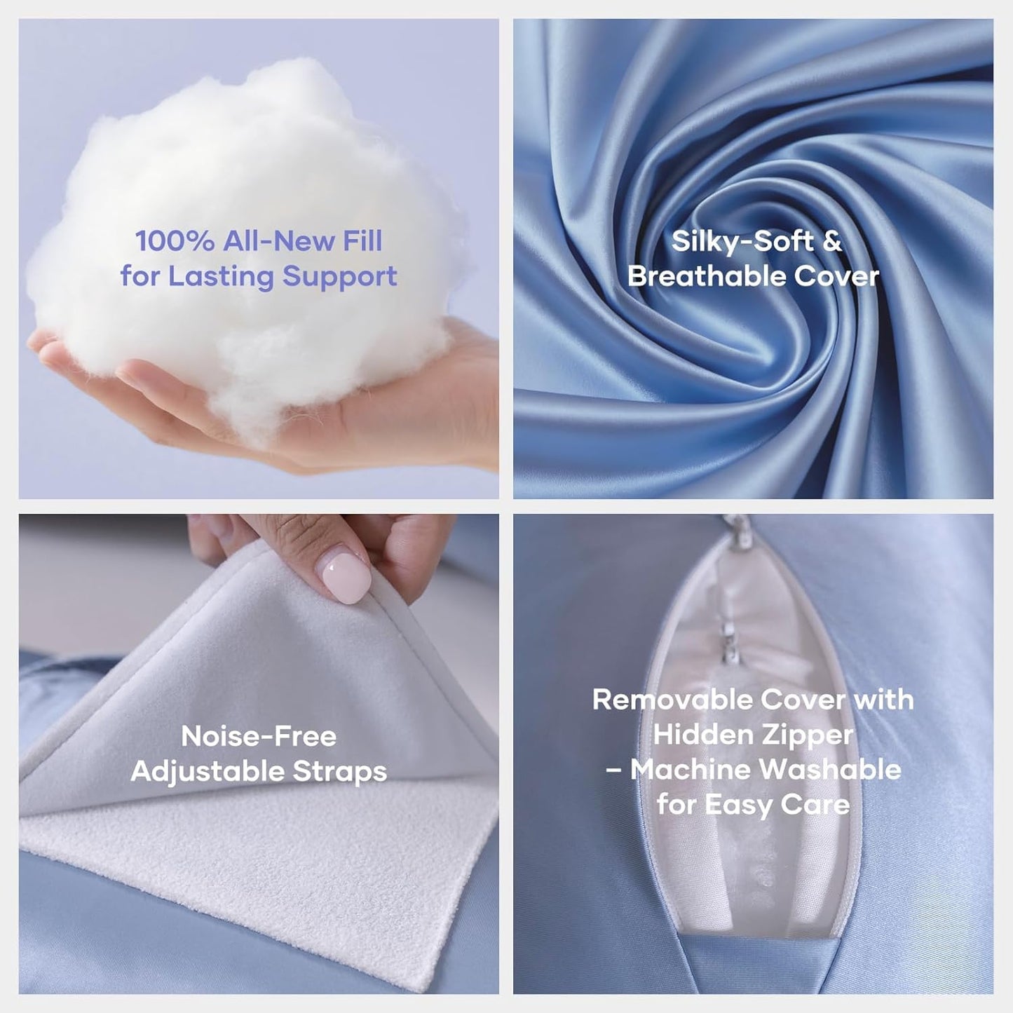 Skiennix Pregnancy Pillow - Adjustable H-Shaped Full Body Support for Side Sleeping | Cooling Cover (Blue)