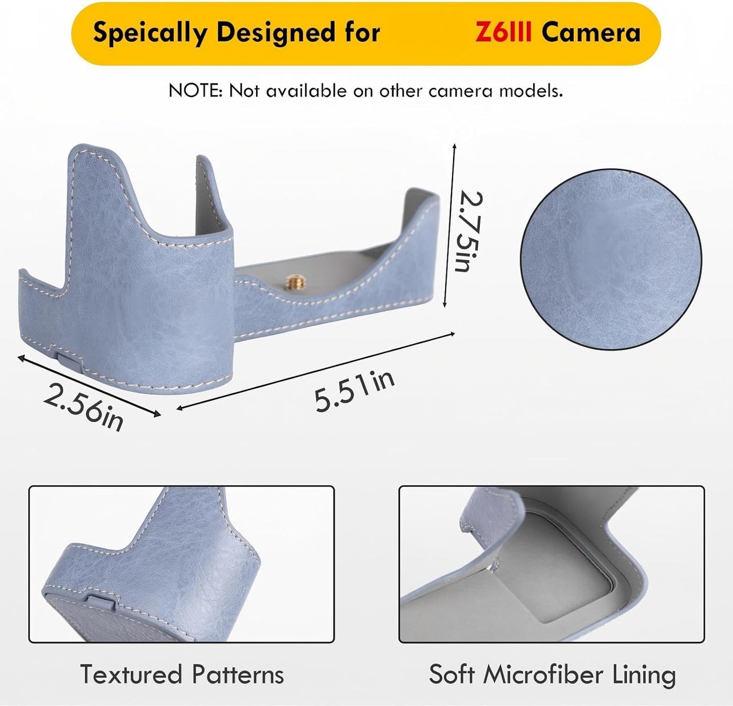 Z6III Z6 Z6 1/4"-20 Protective Camera Case for Nikon Mirrorless Camera,For III Half Case with Soft Microfiber Inner