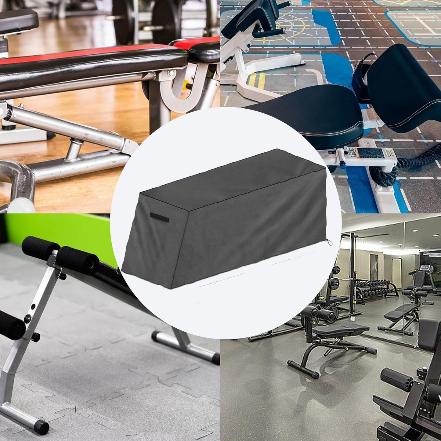 Temaufeo 2 Pcs Fitness Equipment Covers, Gray Oxford Sit-Up Board Cover,Weightlifting Bench Insulation Covers,Suitable for Fitnes Boards, Indoor and Outdoor Fitness Equipment Protection Cover