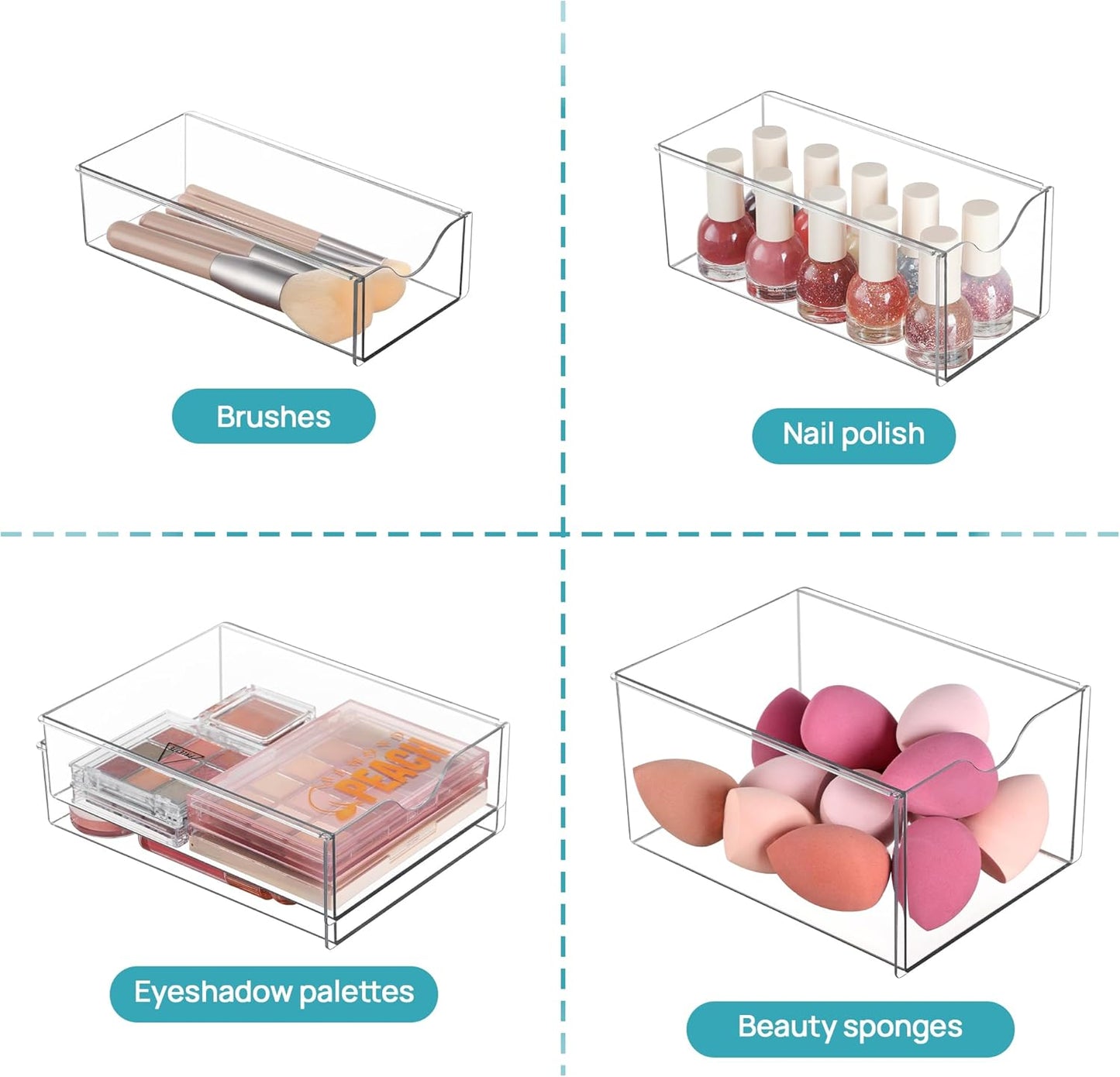Vtopmart Acrylic Organizer - 8 Drawer Clear Makeup & Office Storage Solution | Dustproof Design