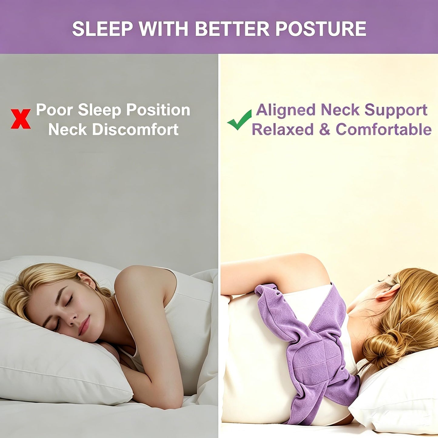 SOMIVOT Posture Corrector for Sleeping – Upper Back and Shoulder Alignment Brace with Soft Support Pad, Comfortable Nighttime Clavicle & Posture Training Strap for Men and Women (Large)