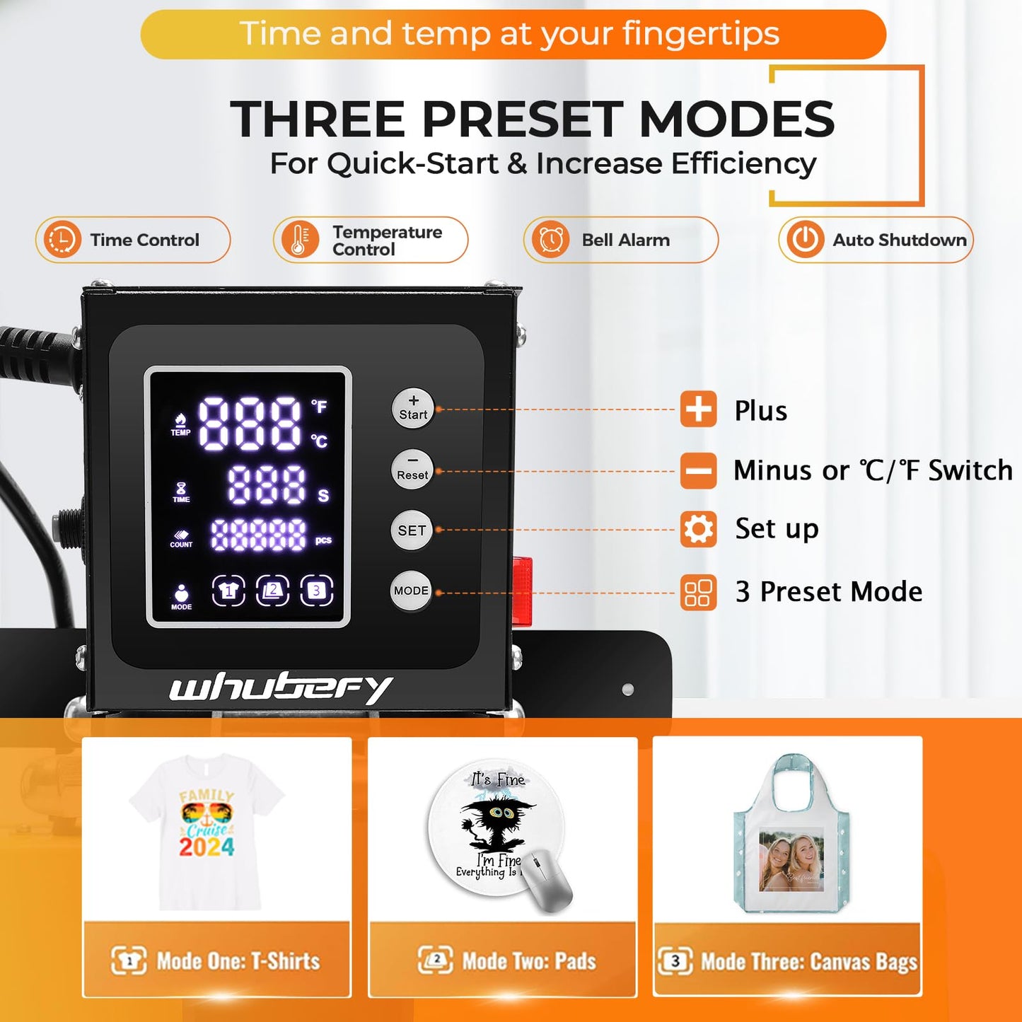 Whubefy Heat Press Machine 15x15 Slide Out, Digital Clamshell Heat Press Machine for T Shirts Printer, Heat Up Fast & Even, Sublimation Shirt Press Machine for Mouse Pad, Pillows, Coasters, Puzzles