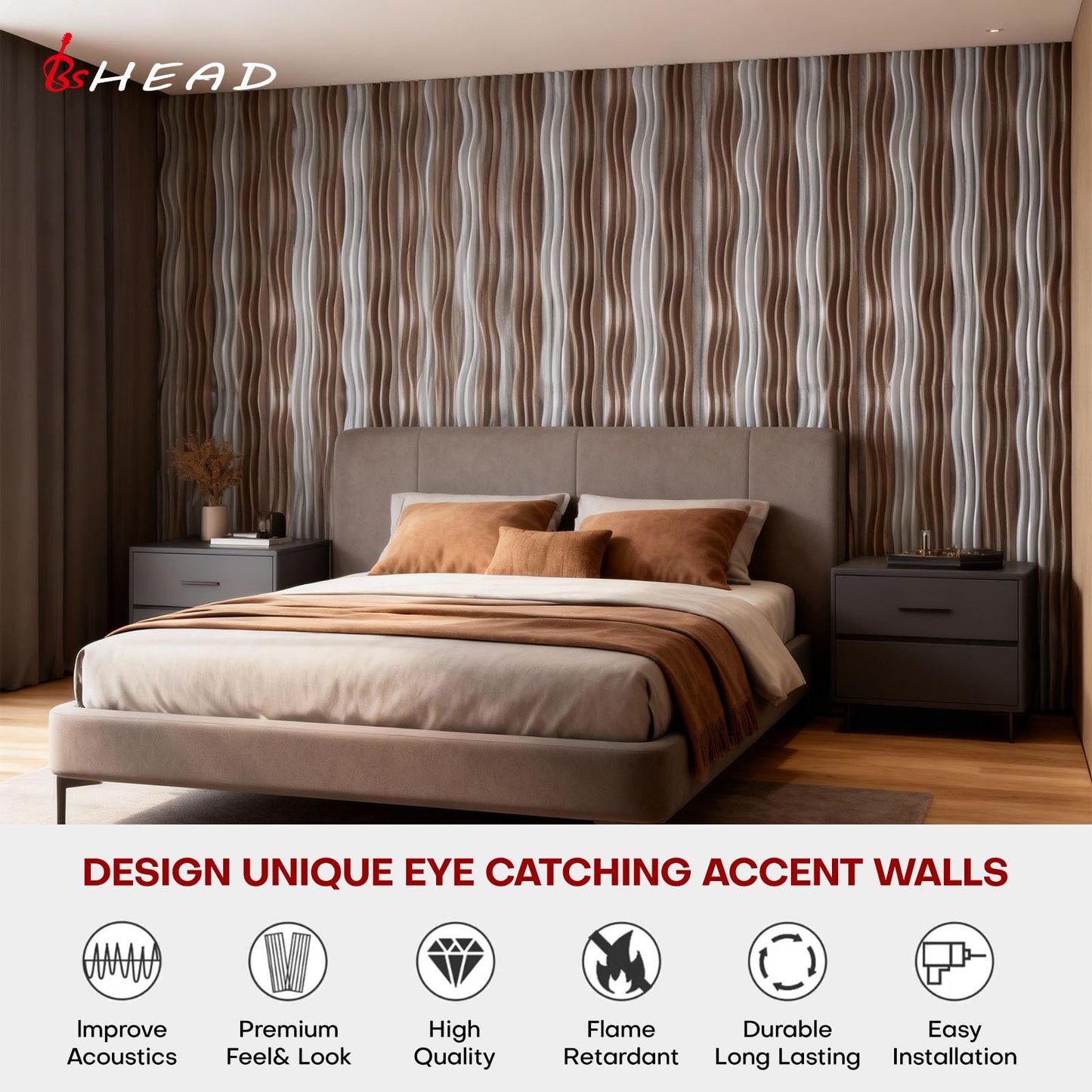 Large Acoustic Wall Panels 47.2"x23.6"x1.57"4-Pack,3D DIY Wave Sound Proof Panels for Walls, Peel and Stick Wall Panels for Room Decor, Recording Studio & Bedroom