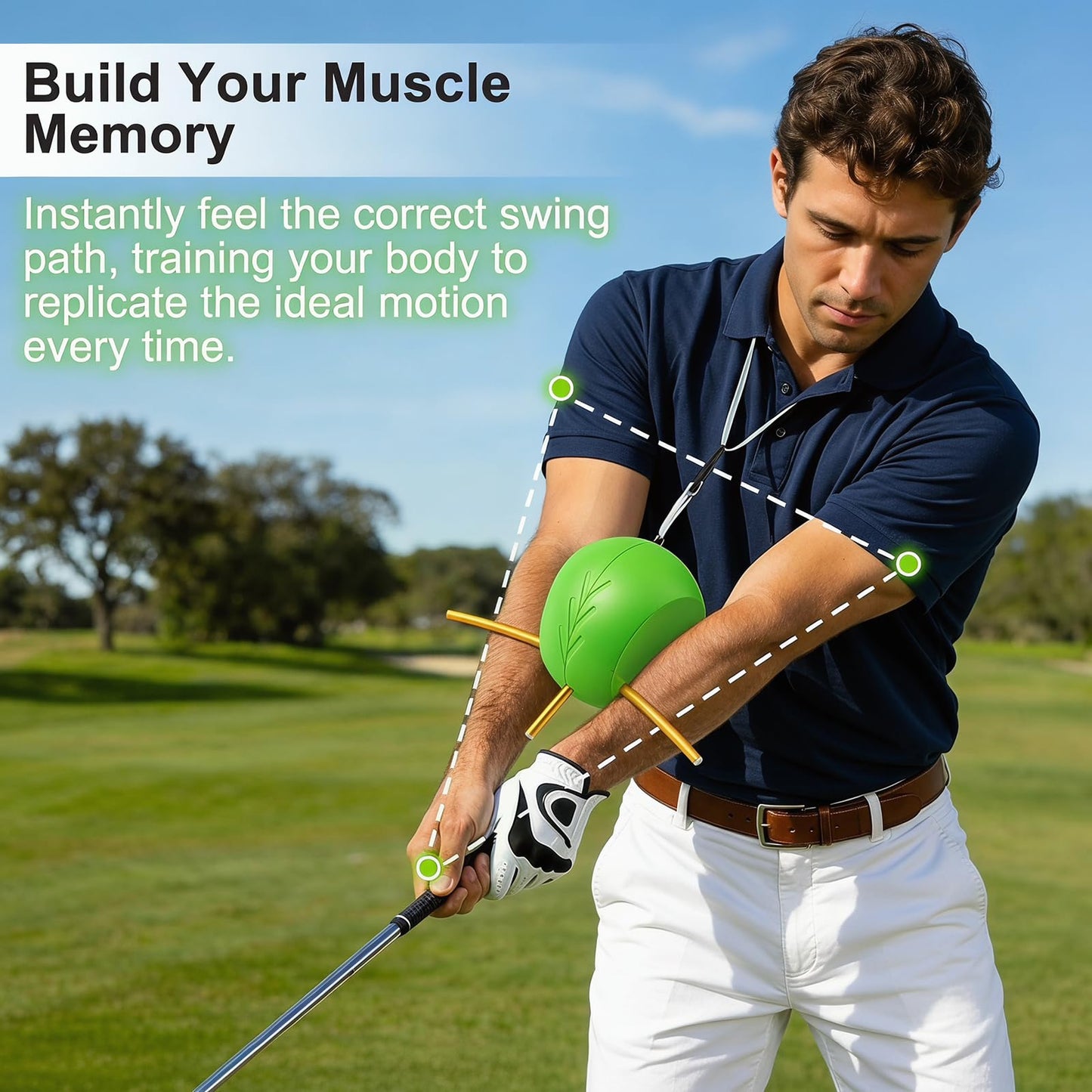 TabiLife Upgraded The Connector Golf Training Aid with 3 Alignment Rods, Golf Connector Ball for Visual Feedback Swing Posture Correction, Arm Connection Golf Swing Trainer