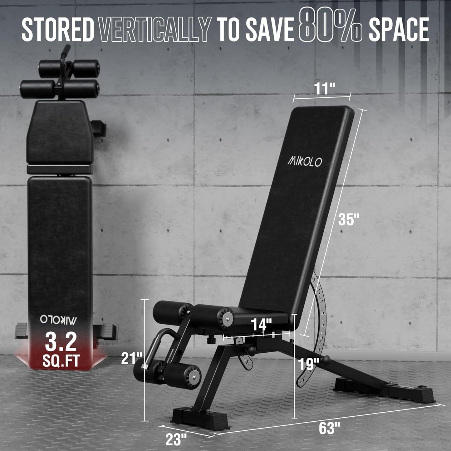 Mikolo Folding Squat Rack, Wall Mounted Power Rack with Cable Crossover Machine & LAT Pull Down, Functional Trainer with 5 Adjustable Function Modes, Upgraded Home Gym Package(Black)