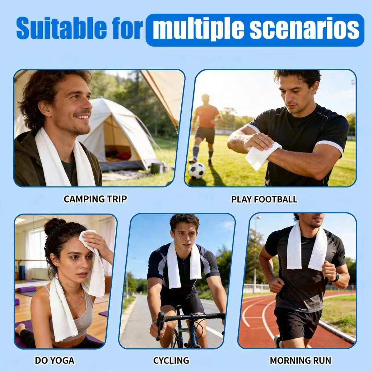 30 Pack Disposable Cooling Wipes, Individually Wrapped No-Rinse Cooling Towels, (25''x 9.84'') Extra-Thick Oversized Ice Towel for Sports, Travel, and Camping in Hot Weather (White)