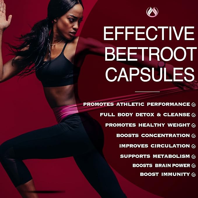 THE ENCLARE NUTRITION Beet Root Powder Capsules, Beetroot 1300mg. Nitric Oxide Supplements for Men, Supports Gut Health for Women, Energy, Brain, Athletic Performance, Heart Health Non GMO 180ct (3)