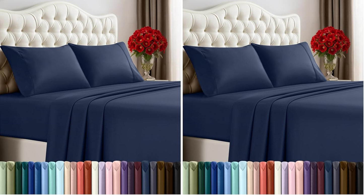 Utopia Bedding Queen Size Sheet Set - Soft & Breathable 4-Piece Microfiber Bedding | Navy Color