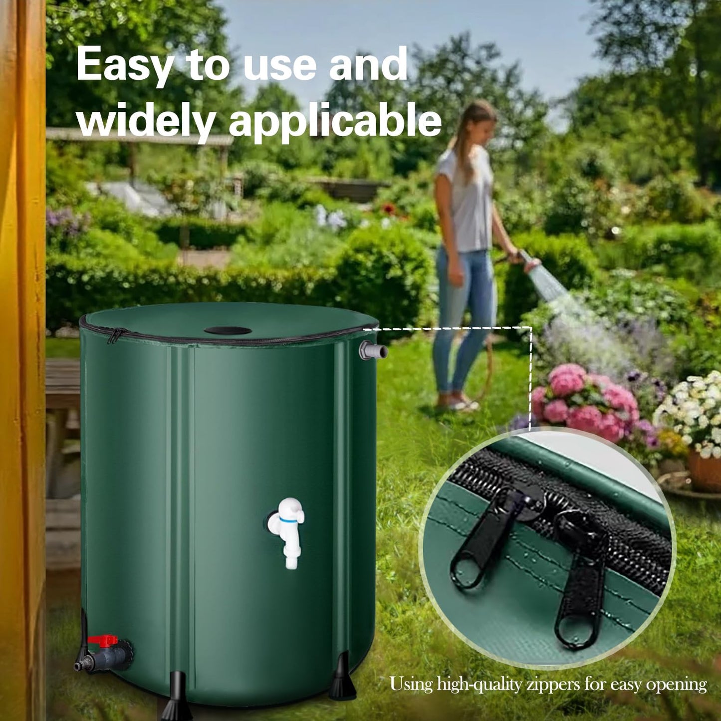 200 Gallon Collapsible Rain Barrel, Foldable Outdoor Water Tank with Faucet, for Garden Irrigation Water Storage (200Gal)