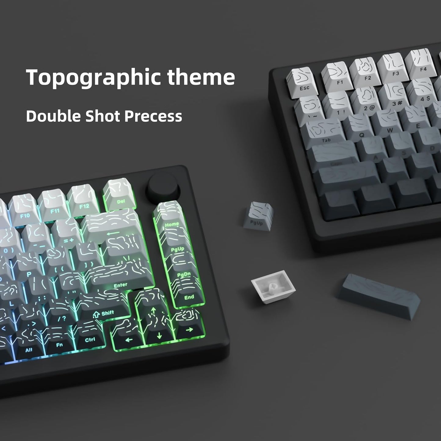 dagaladoo Sets 61/64/66/68/71/75/84/87 White/Grey Topographic keycap Line Backlit Gradient keycaps Shine Through