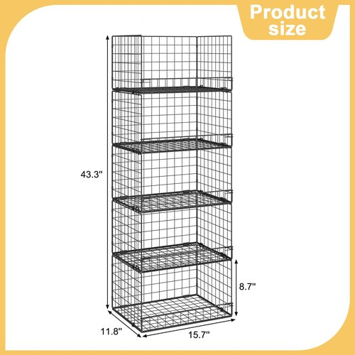 5 Pack Stackable Wire Baskets for Pantry Organizers and Storage, Large Pantry Baskets for Snack Organizer, Foldable Metal Storage Bins for Organizing Snack Can Fruit Vegetable & Toy