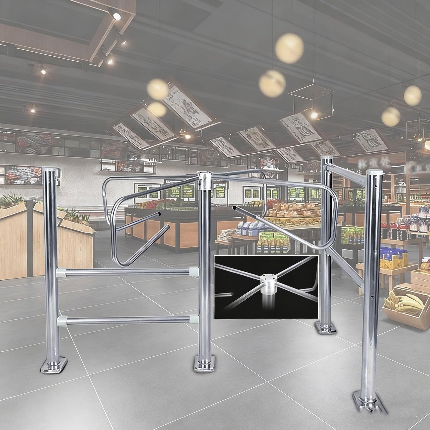 Cross One-Way Turnstile Gate, Manual Entrance and Exit, Stainless Steel Swing Gate for Supermarkets, Factories, Libraries, and Stores(66.9in/170cm)