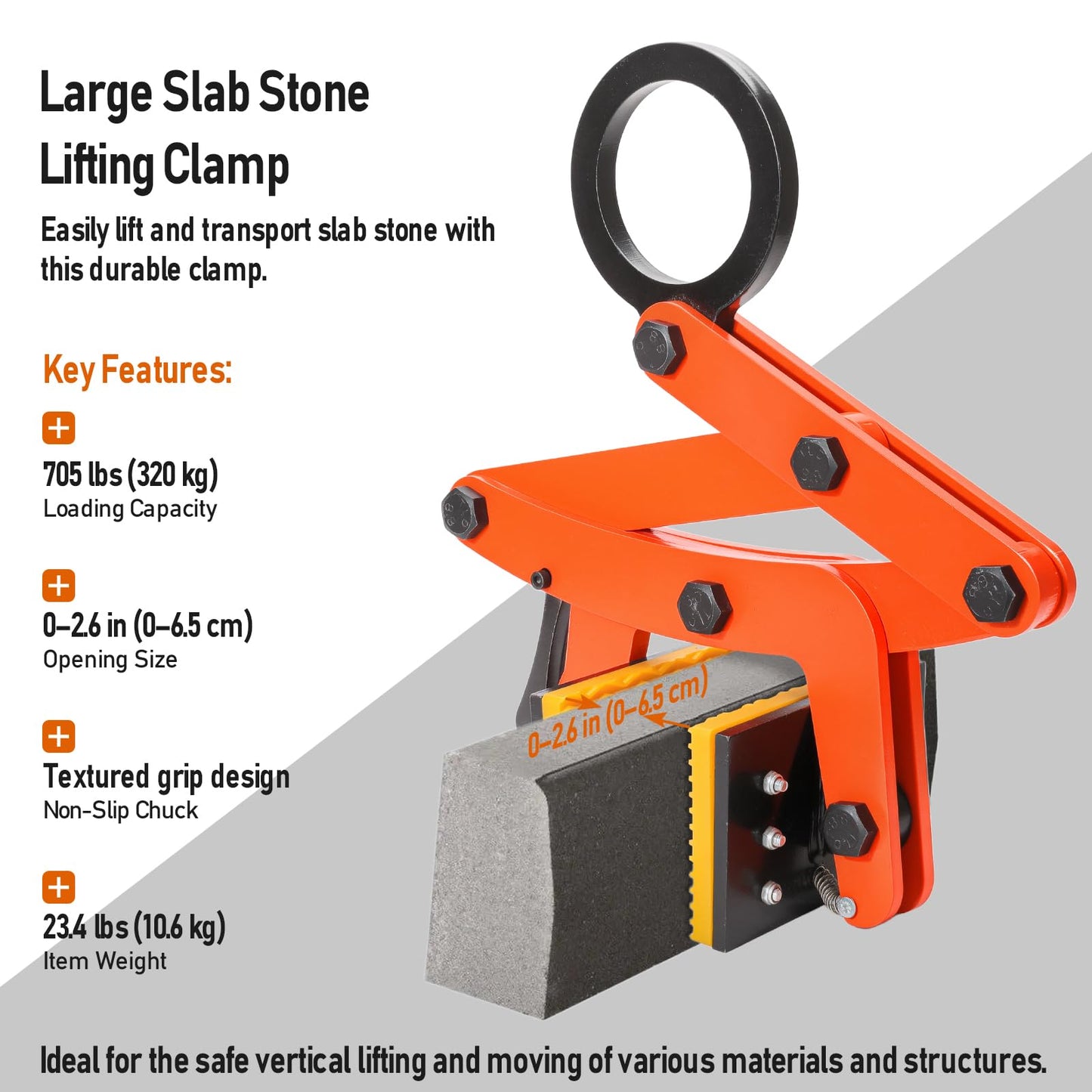 CHENNTAI Heavy Duty Lifting Clamp, 320kg Capacity Manganese Steel Plate & Beam Lifter, 0-65mm Jaw Opening for Industrial, Construction, Warehouse Material Handling