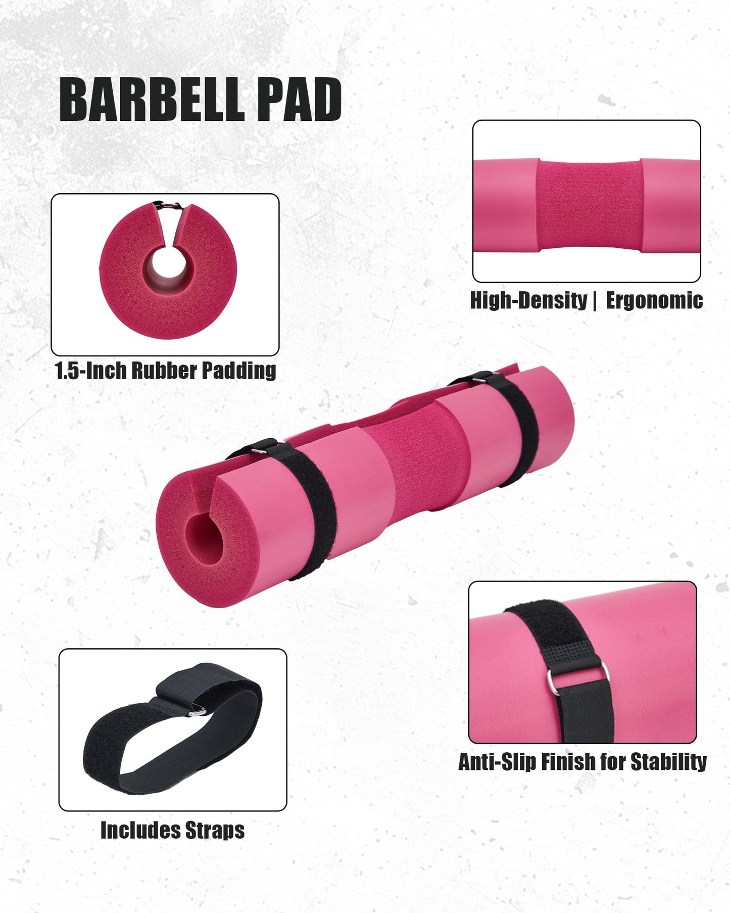 Garvee Barbell Pad, Hip Thrust Pad for Leg Training, Non-Slip Thick Foam Squat Pad for Glute Support and Neck & Shoulder Protection with Two Straps, Fits All Olympic Barbell and Smith Machine, Pink