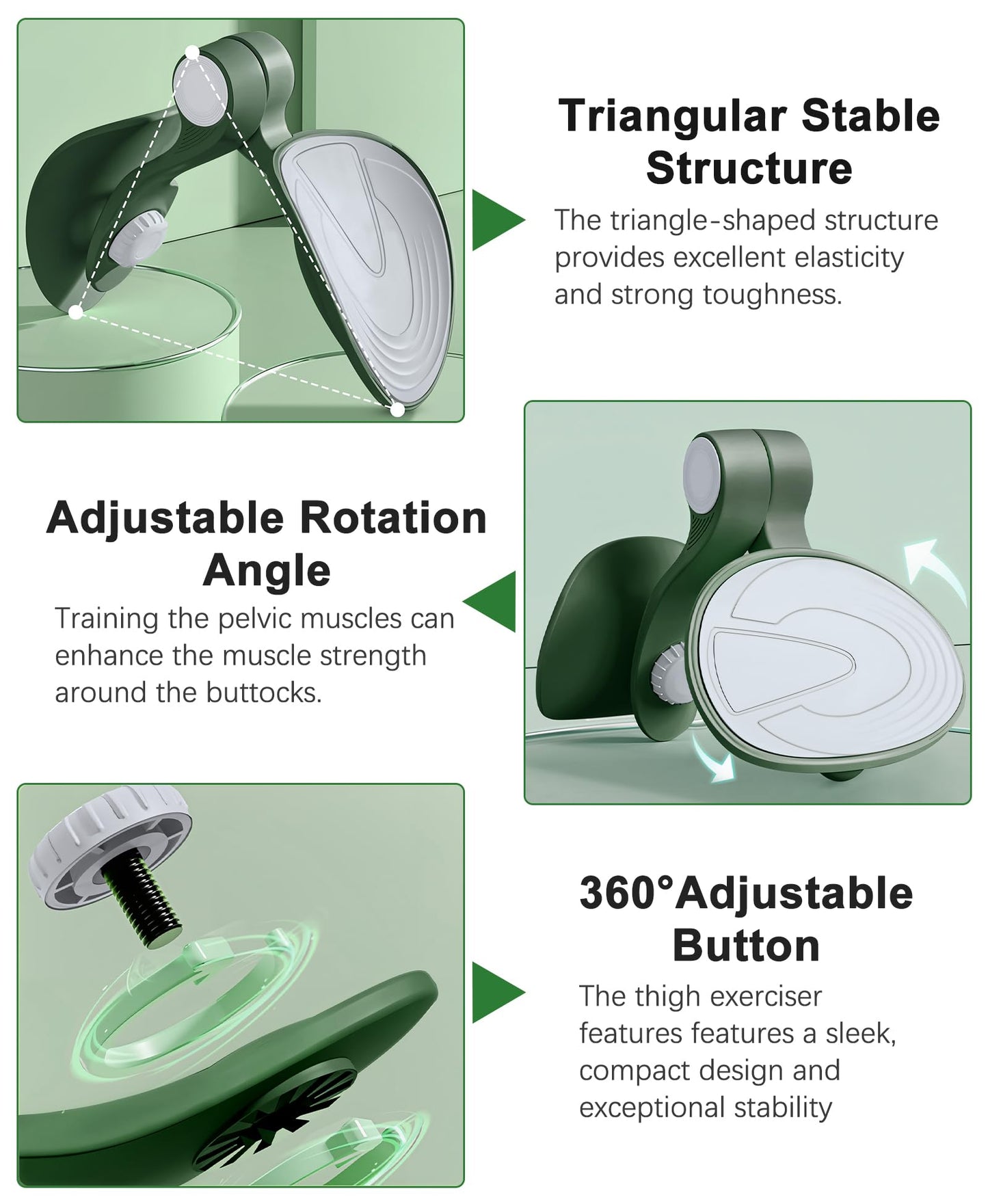 Kegel Exerciser, Pelvic Floor Muscle Exercise Devices for Women, Inner Thigh Exerciser Leg Workout Equipment Thigh Trainer for Male Hip Trimmer Inner Thigh Toner Workout (Dark Green)