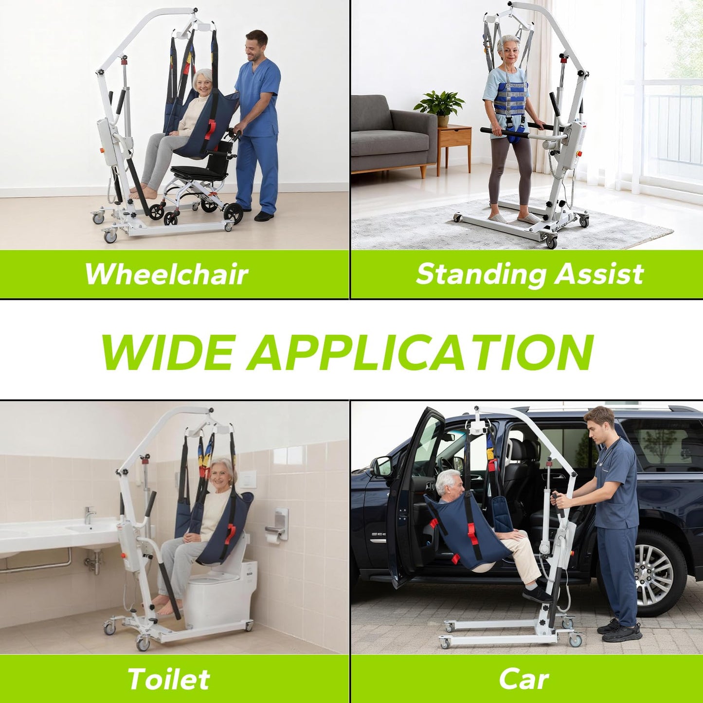 2IN1 Electric Patient Lift with StandUp Assist | 8000N Body Transfer Lift for Home Use | Wheelchair, Toilet Transfers,Rehabilitation Recovery | Elderly Disabled Mobility Aid | 2 Slings Battery Powered