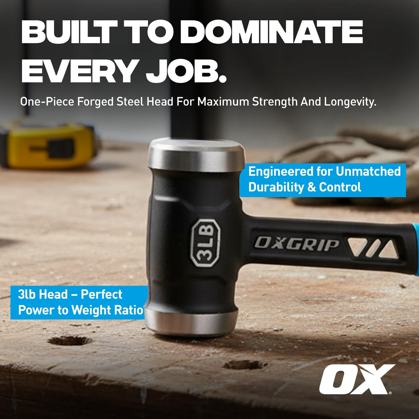 OX Pro 20-Ounce Ultrastrike Brick Hammer Robust Striking Power, Vibration Dampening Bridged Neck, Ultimate Durability with One Piece Steel Handle, Ergonomic Non-Slip Grip, and Enhanced Safety Features
