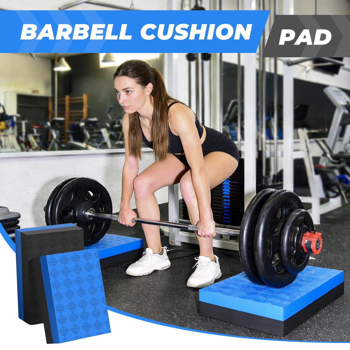 Colaxi Weightlifting Crash Pads for Floor Protection, Deadlift Mat, Weightlifting Crash Mats, Nonslip & Shock Absorbing Silencer Drop Pads for Fitness/Training/Yoga, Black Blue 50x33x4cm