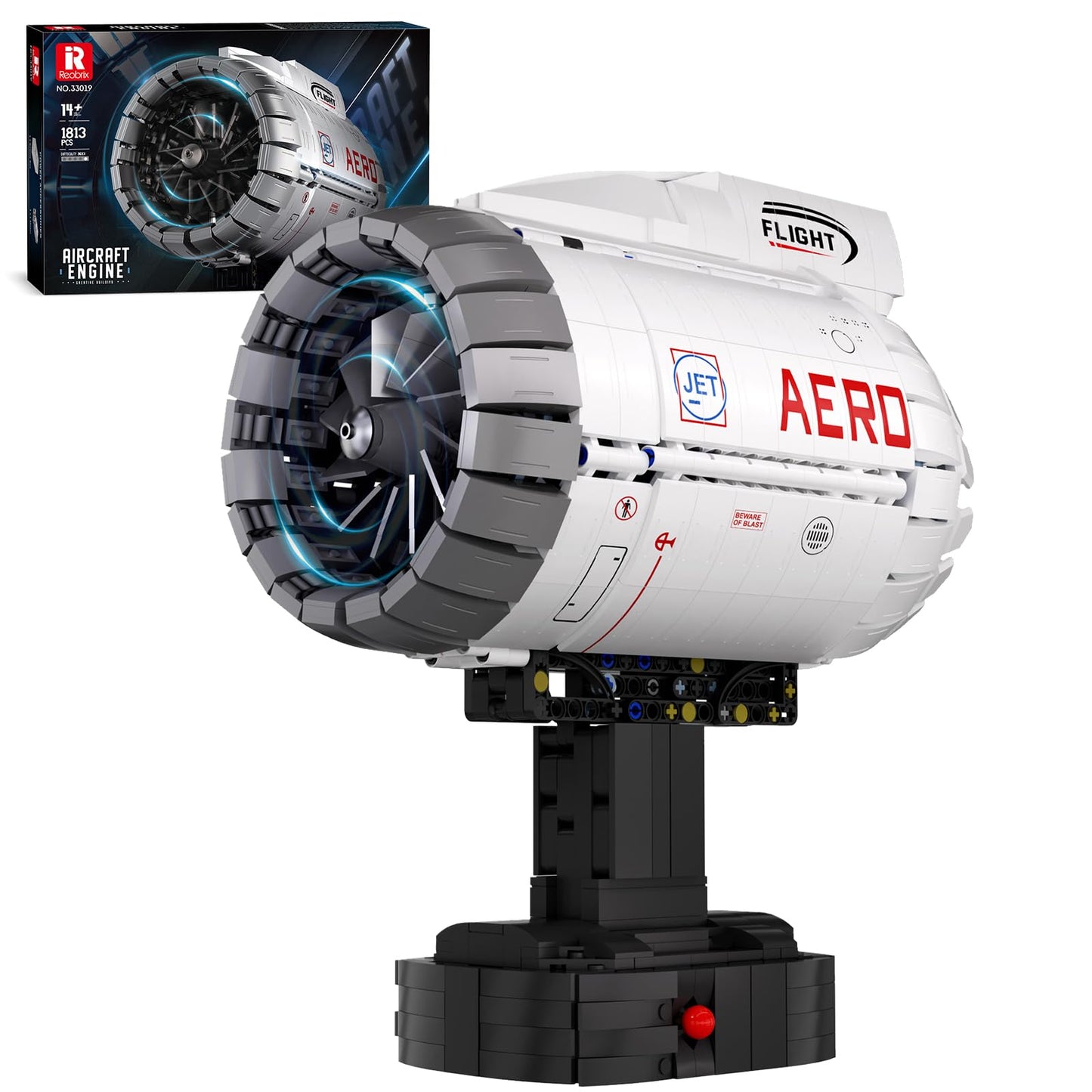 Reobrix Aircraft Turbofan Engine Building Set for Adults, Aircraft Engine Model Kit that Runs 33019, STEM Mechanical Educational & Collectible Turbofan Engine Model with Motor, Creative Gifts for 14+