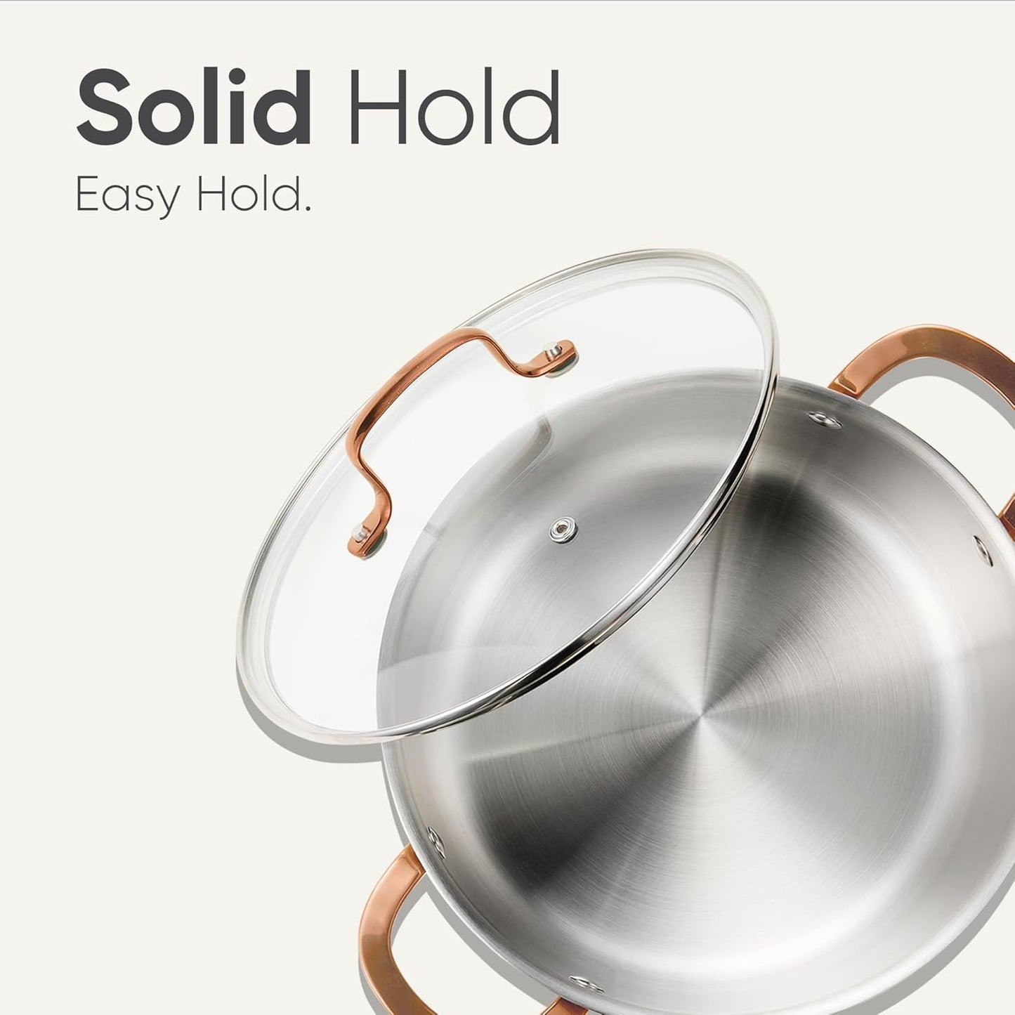 CAROTE 6 Qt Tri-Ply Stainless Steel Stockpot - Non-Toxic Soup Pot with Lid | Even Heating, Oven Safe, Induction Compatible