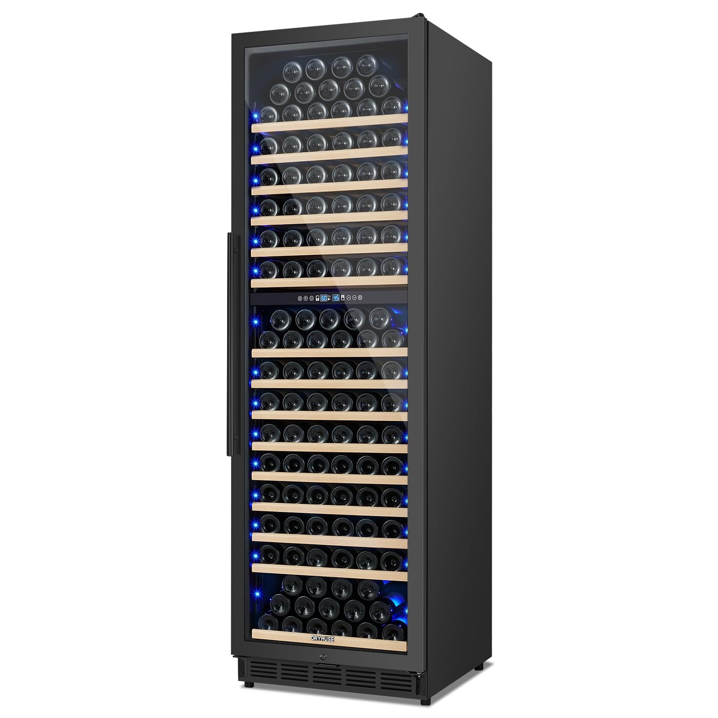 200 Bottle Dual Zone Wine Fridge – 24 Inch Large Capacity Wine Cooler Refrigerator Freestanding/Built-In with Upgraded Compressor, Low-Noise Wine Cellar & Intelligent Temperature Control - Black