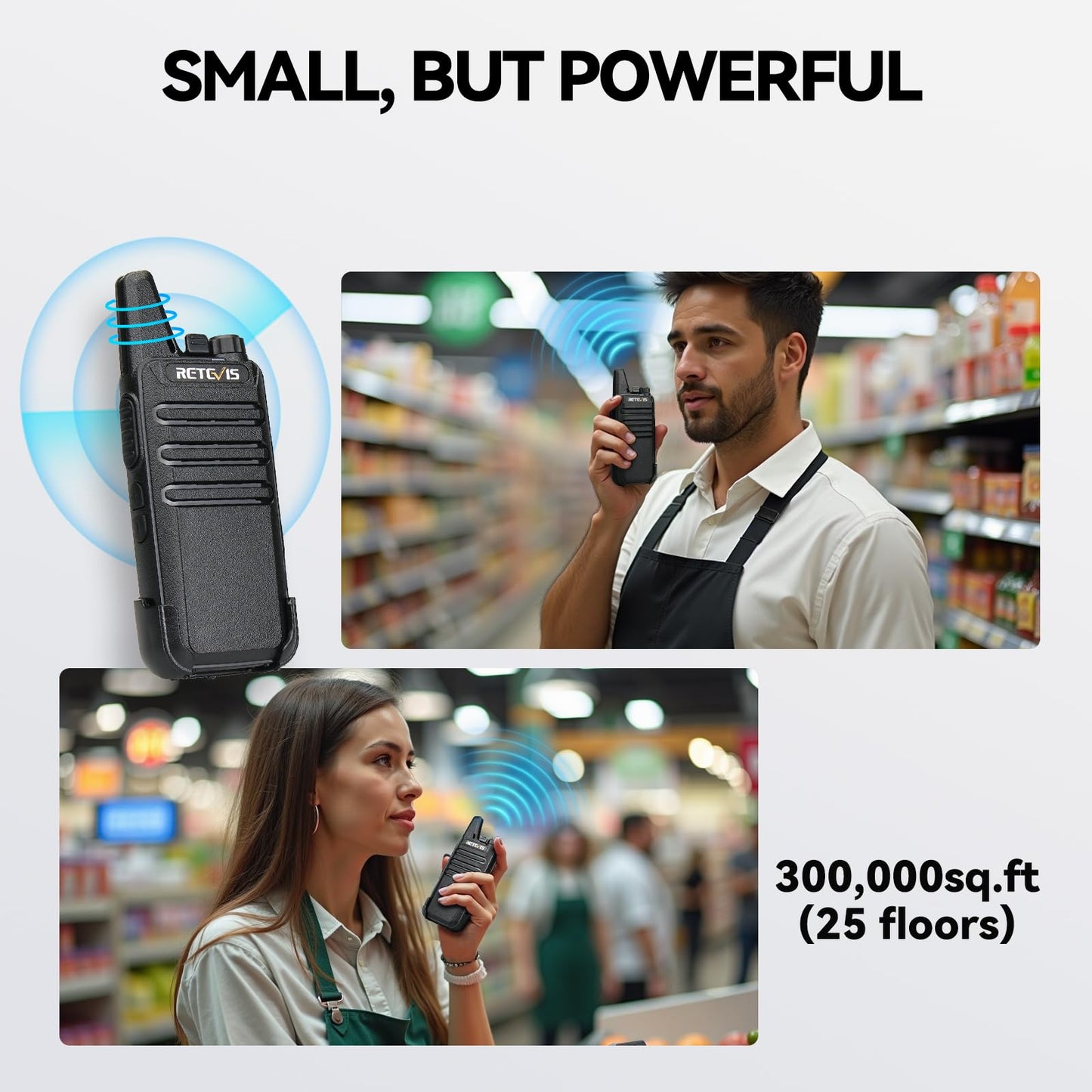 Retevis RT22 Walkie Talkies Rechargeable Hands Free 2 Way Radios Two-Way Radio(6 Pack) with 6 Way Multi Gang Charger
