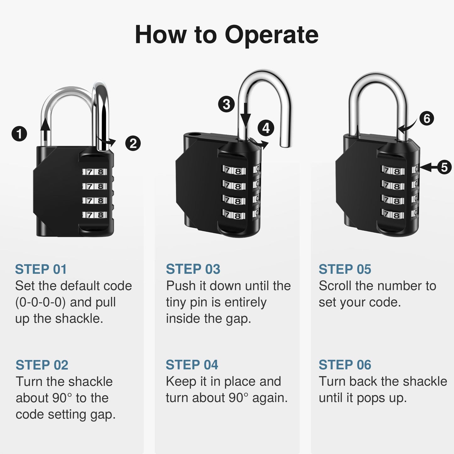 Puroma Combination Lock 10 Pack 4 Digit Waterproof Locker Locks Secure Outdoor Padlock for Gym Lockers, Toolboxes, Gates, Fences, Storage, Sports Locker, Cabinets (Black)