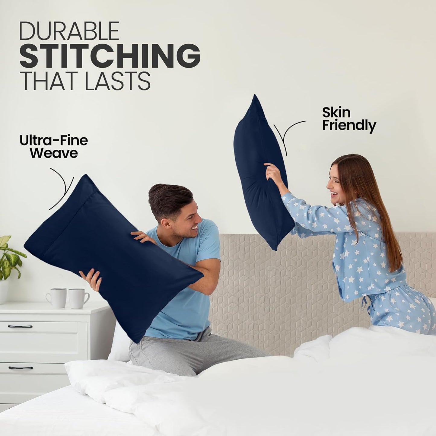 Utopia Bedding King Pillow Cases - Soft Brushed Microfiber - Fade Resistant | 20 x 40 Inches, Navy - 2 Pack