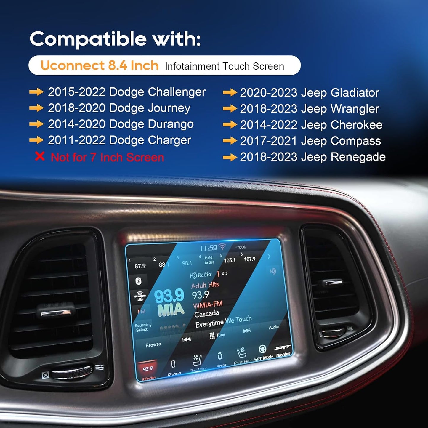 2017-2018 8.4 Inch, 9H LFOTPP Car Navigation Screen Protector for Compass Uconnect Tempered Glass Hardness Car