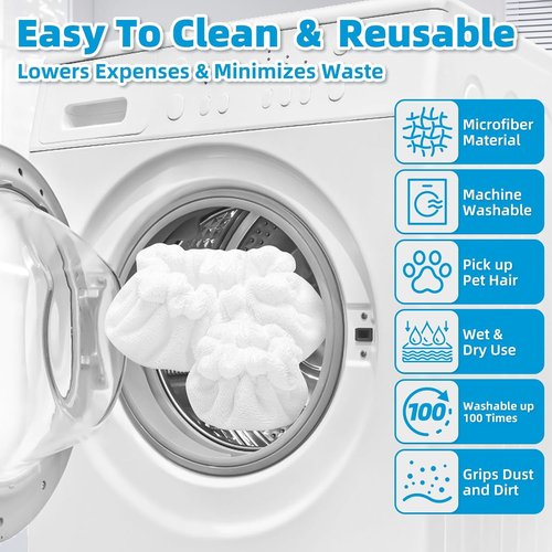 Dupray Steam Mop Pads - 10 Pack Reusable Microfiber Accessories | Large & Small Bonnets Included