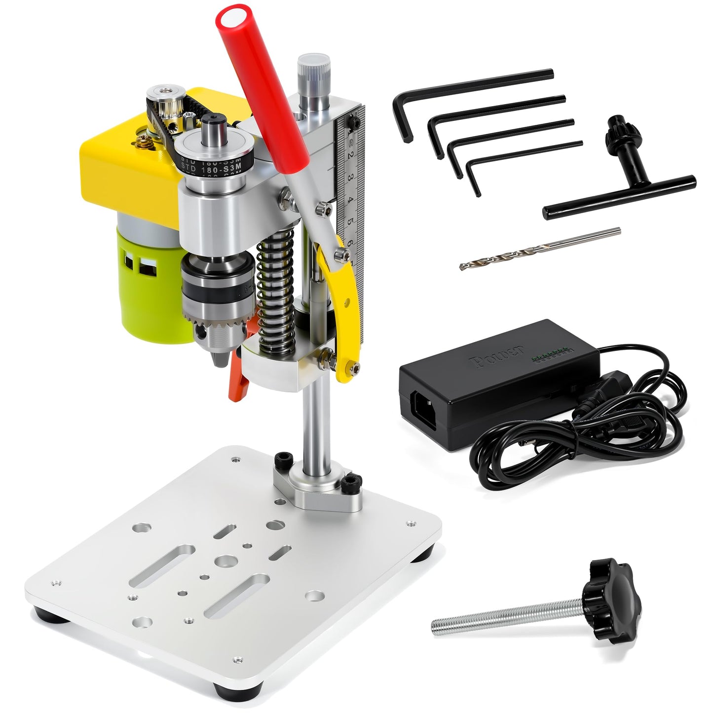 Electric Mini Bench Top Drill Press, 7 Speed Drilling Machine w/ B10 Chuck for 0.6-6mm Bits, Mefape DIY Metal Woodworking Jewelry Drill Tool
