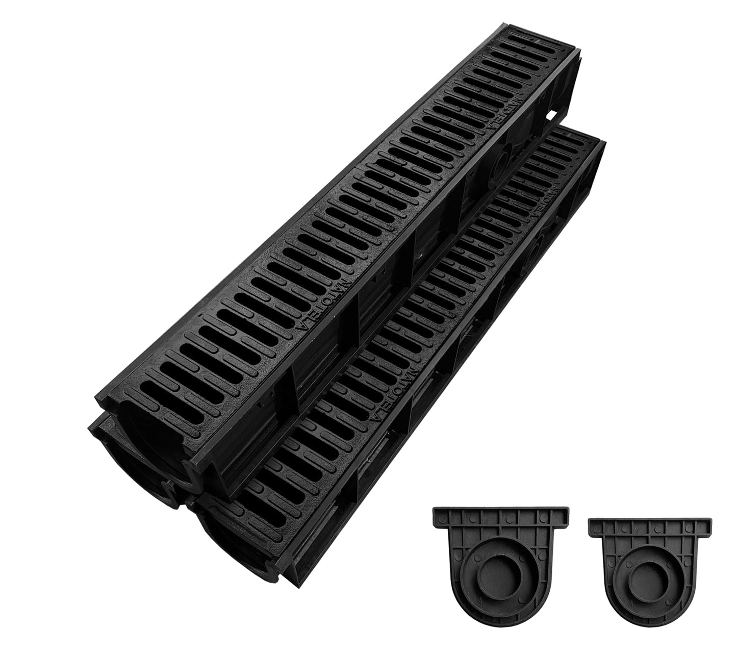 Natotela B Class Driveway Channel Drain with Ductile Iron Grate-39.4Lx6.1Wx5.5H in. Deep Profile Trench Drain System,3 Pack Total Length 118.2in,Heavy Duty Drainage System for Garage,Parking Lot