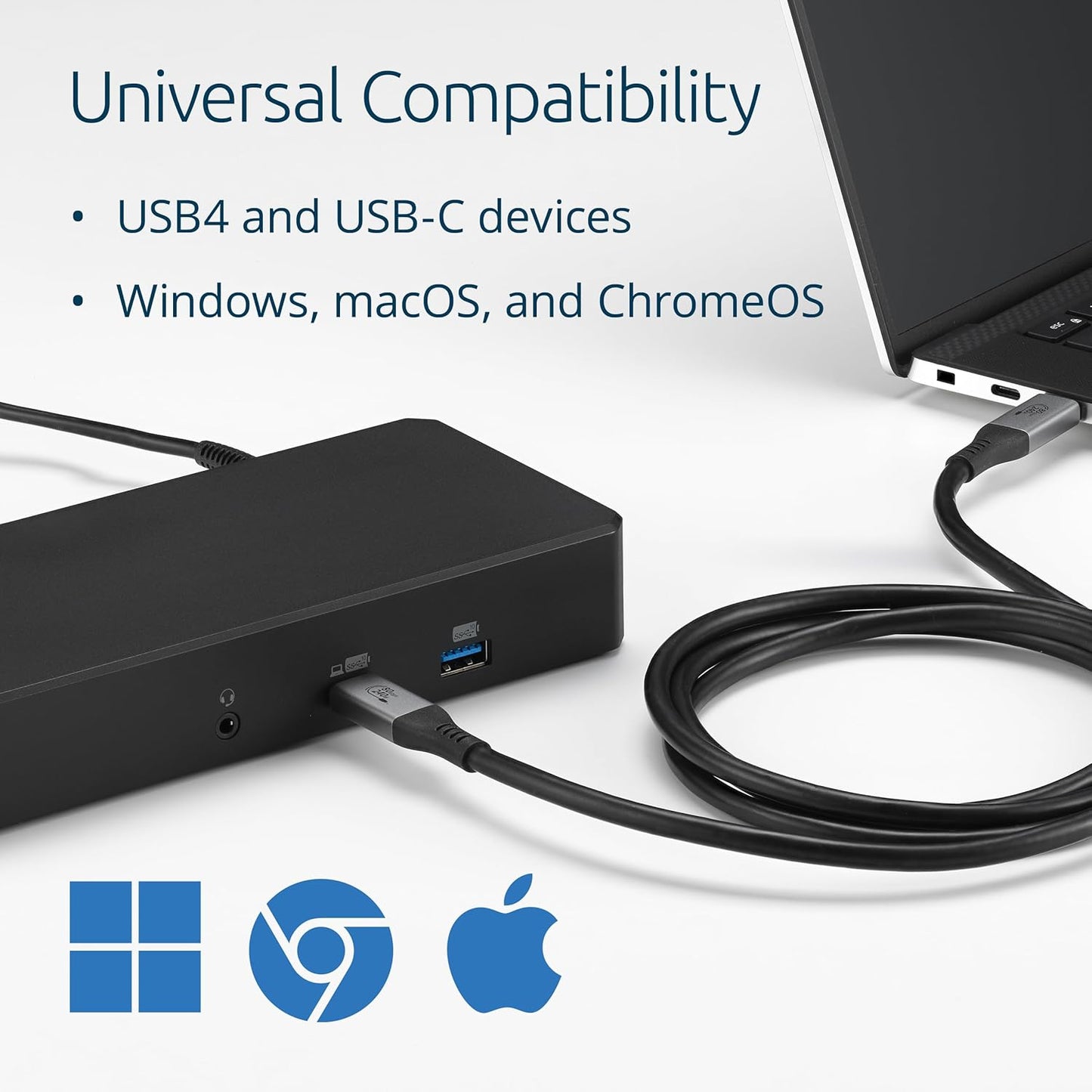 USB4 1.5m, 80Gbps, 8K 240W 3.1), (K32301WW) Kensington Cable Supports up to Video, up to Power Delivery (PD Compatible