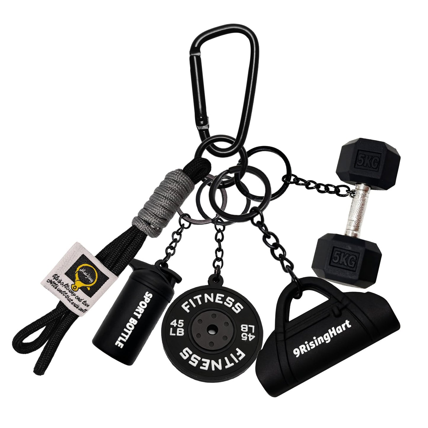 KHRYPTXH Dumbbell Keychain Set Gym Accessories for Women and Men Fitness Gifts, a Cute Mini Set for Gym Lovers & Couples (Black)