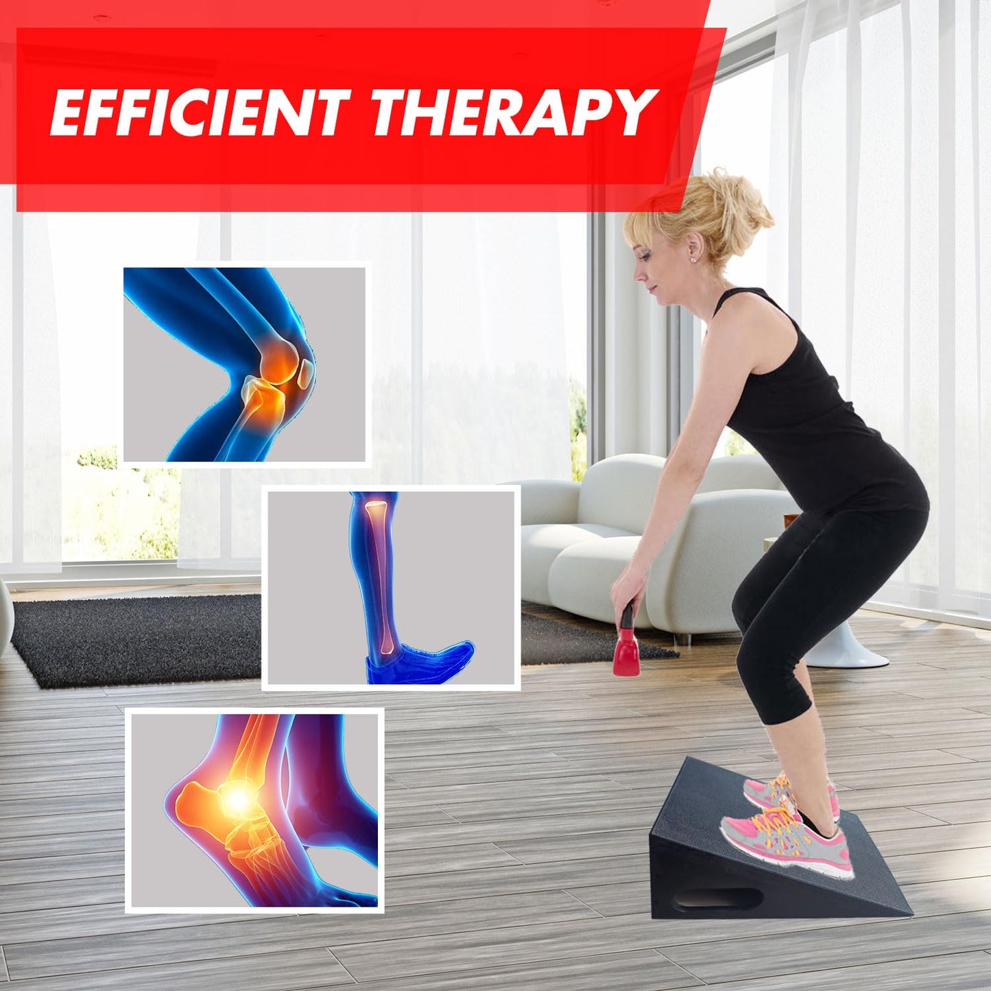 EVERYMATE Squat Slant Board Calf Stretcher, Squat Wedge, Slant Board for Squats, Non-Slip Heel Elevated Squat Wedge Block for Weightlifting and Calf Stretching, Knees Over Toes Equipment